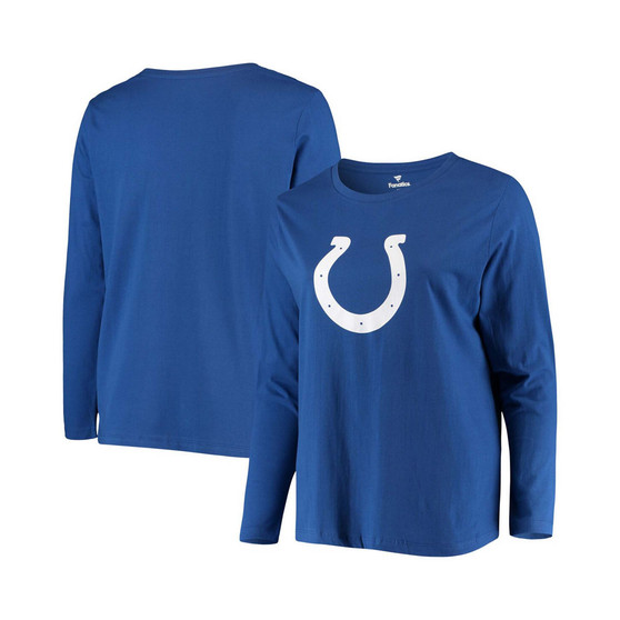 Women's Plus Size Royal Indianapolis Colts Primary Logo Long Sleeve T-shirt
