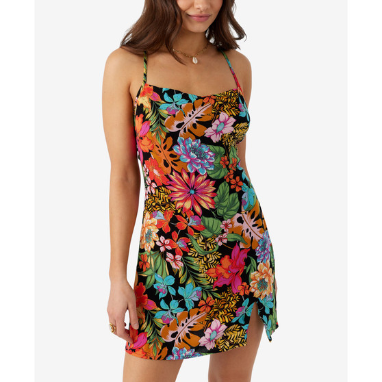 Juniors' Tallis Tropical-Print Cutout-Back Dress