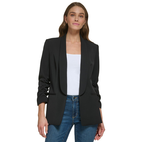 Women's Shawl Collar Scrunch Sleeve Jacket