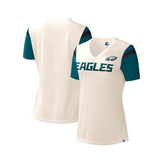 Women's White Philadelphia Eagles Kick Start V-Neck T-shirt