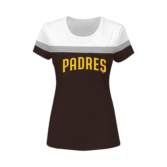 Women's White, Brown San Diego Padres Plus Size Colorblock T-shirt