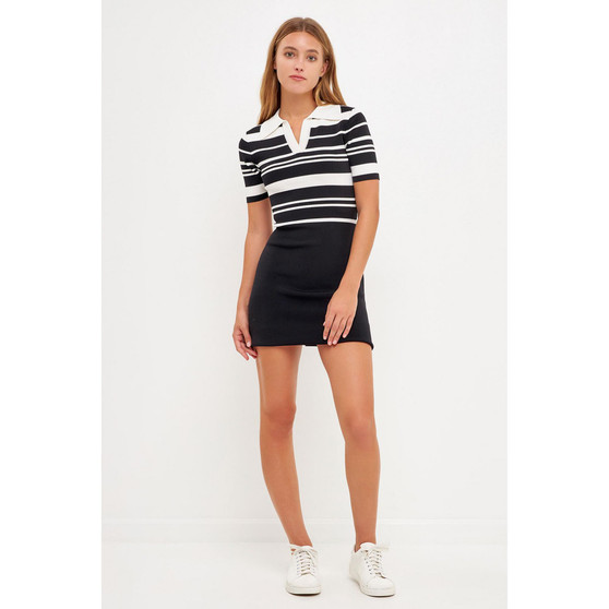 Women's Striped Polo Knit Dress