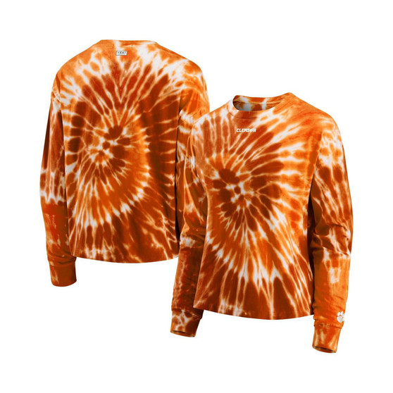 Women's Orange Clemson Tigers Team Tie-Dye Long Sleeve T-shirt