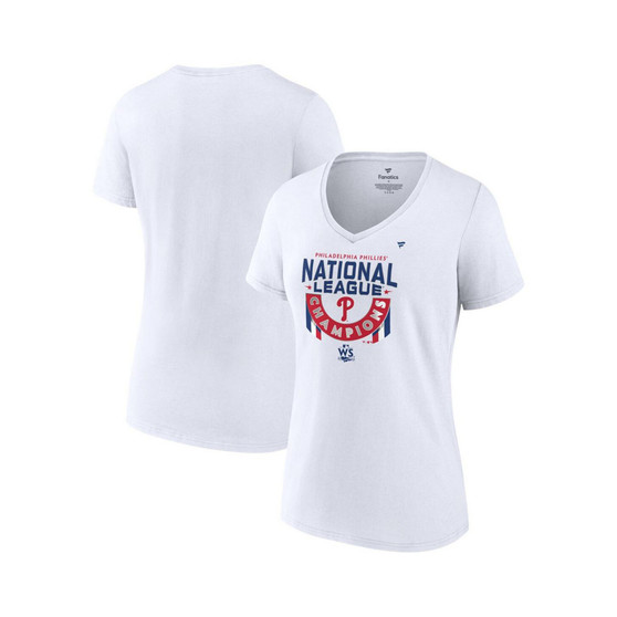 Women's Branded White Philadelphia Phillies 2022 National League Champions Locker Room Plus Size V-Neck T-shirt