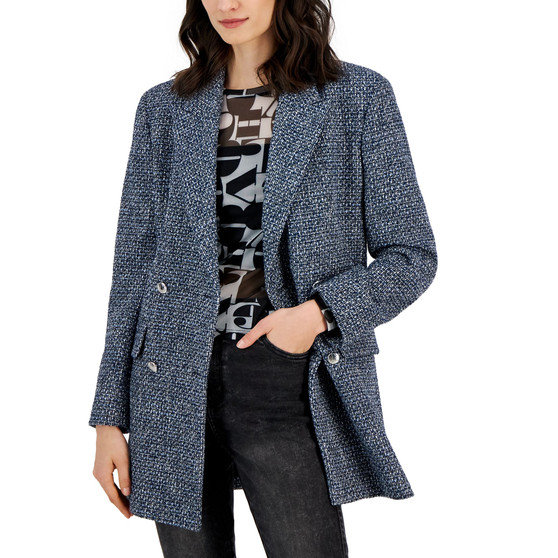 Women's Peak-Lapel Double-Breasted Textured Jacket