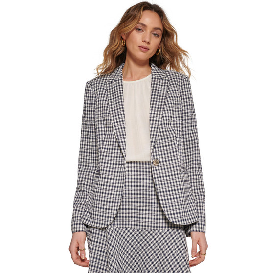 Women's Houndstooth One-Button Blazer