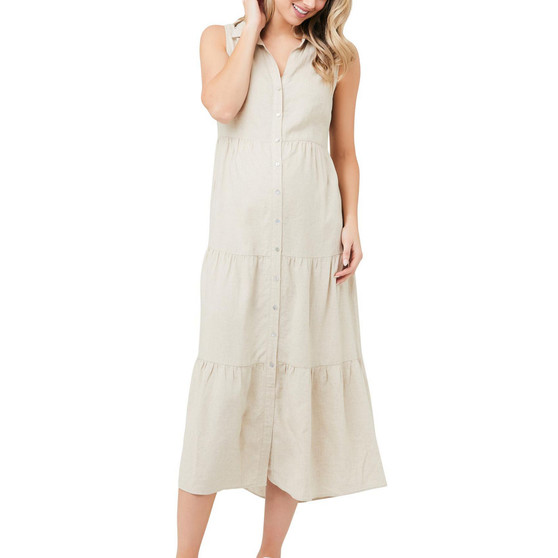 Maternity Tracy Button Down Tiered Dress