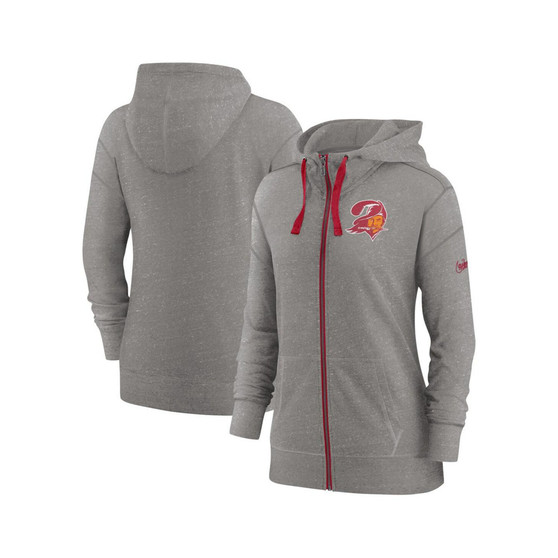 Women's Heather Charcoal Tampa Bay Buccaneers Gym Vintage-Like Full-Zip Hoodie