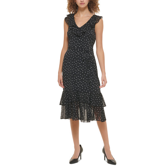 Women's Printed Ruffled Midi Dress