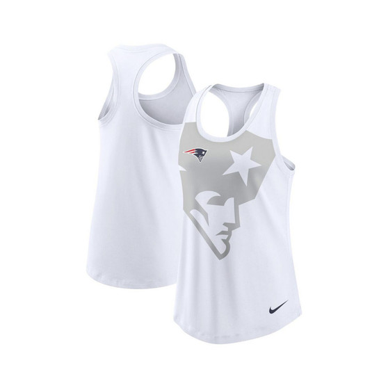 Women's White New England Patriots Tri-Blend Scoop Neck Racerback Tank Top