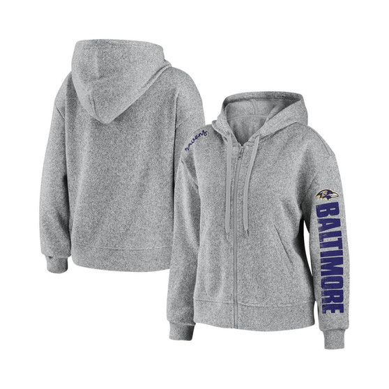 Women's Heathered Gray Baltimore Ravens Full-Zip Hoodie