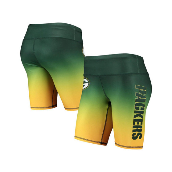 Women's Green Green Bay Packers Gradient Biker Shorts