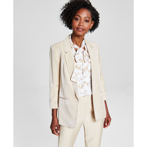 Women's Shimmer Twill Cuffed-Sleeve Blazer