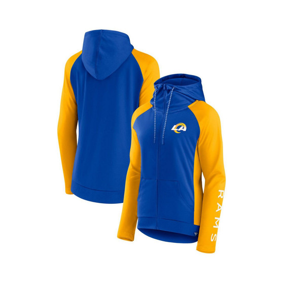 Women's Branded Royal, Gold Los Angeles Rams End Around Raglan Full-Zip Hoodie