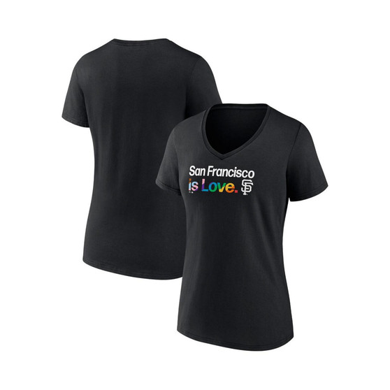 Women's Black San Francisco Giants Plus Size Pride V-Neck T-shirt