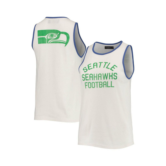 Women's White and Royal Seattle Seahawks Throwback Pop Binding Scoop Neck Tank Top
