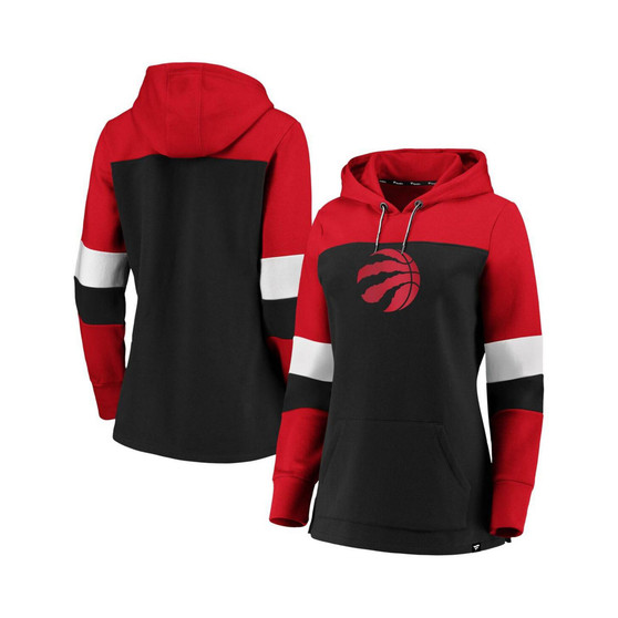 Women's Black and Red Toronto Raptors Iconic Heavy Block Pullover Hoodie