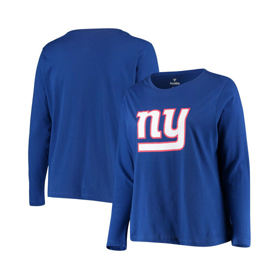 Women's Plus Size Royal New York Giants Primary Logo Long Sleeve T-shirt