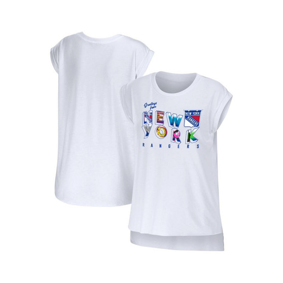 Women's White New York Rangers Greetings From Muscle T-shirt