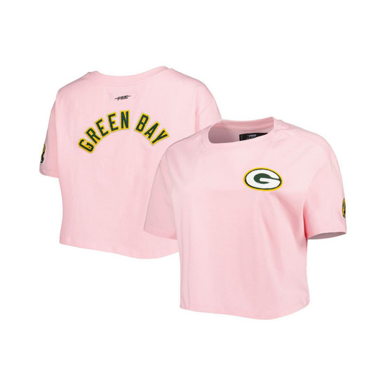 Women's Pink Green Bay Packers Cropped Boxy T-shirt