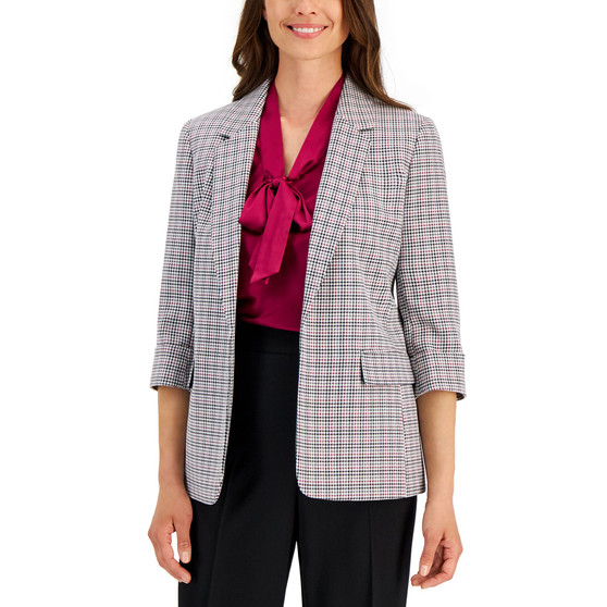 Women's Houndstooth Open-Front Jacket