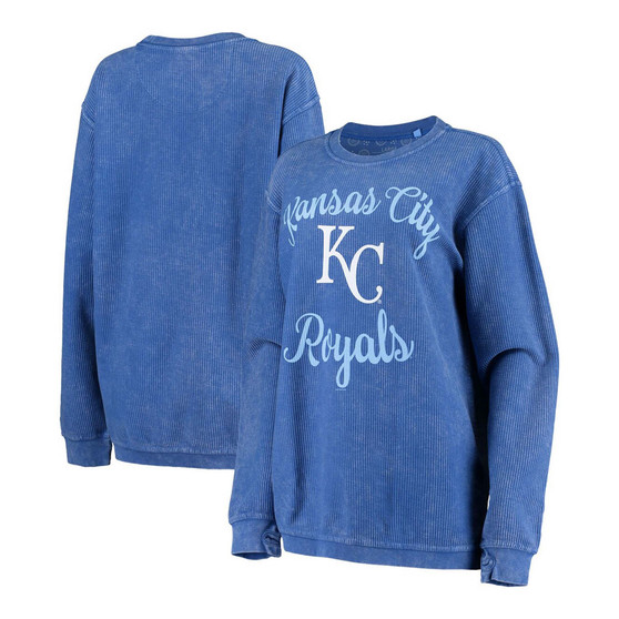 Women's Royal Kansas City Royals Script Comfy Cord Pullover Sweatshirt