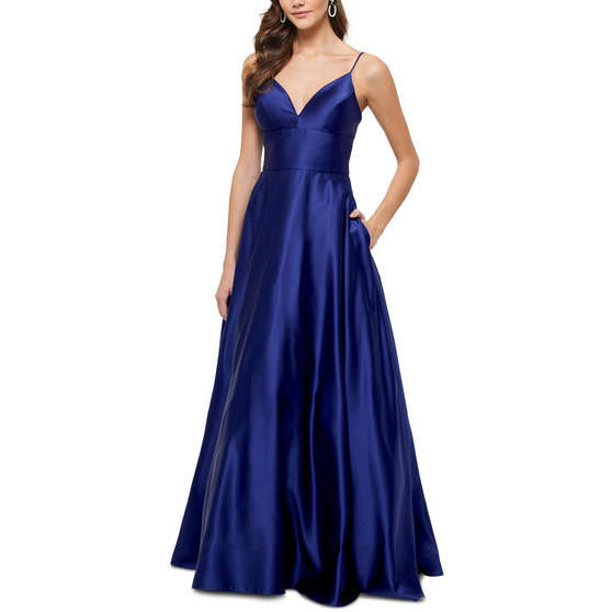Satin V-Neck Ball Gown
