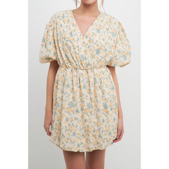 Women's Floral Embroidered Bubble Mini Dress