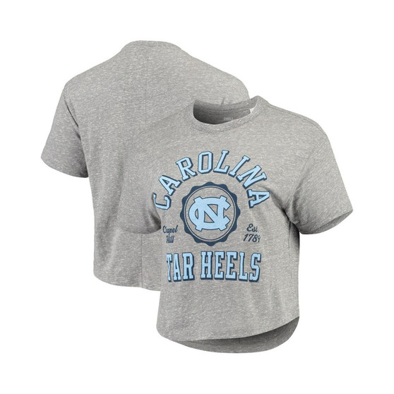 Women's Gray North Carolina Tar Heels Bishop Tri-Blend Knobi Crop T-shirt