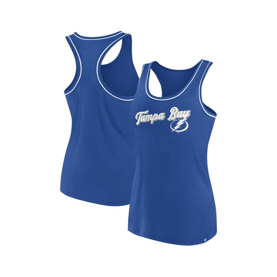 Women's Branded Royal Tampa Bay Lightning Wordmark Logo Racerback Scoop Neck Tank Top