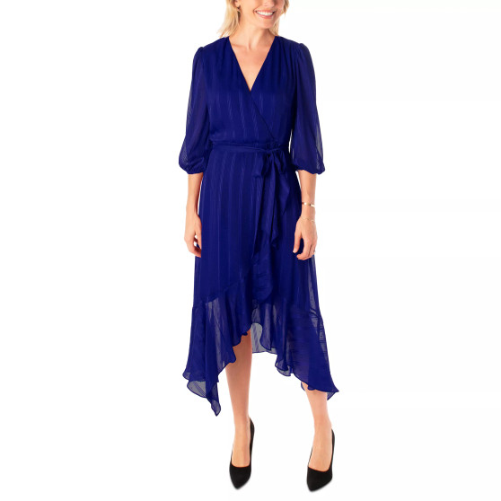 Women's Striped Clip-Dot Midi Dress