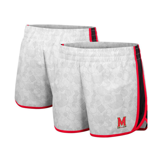 Women's White, Black Maryland Terrapins The Plastics Geo Print Shorts