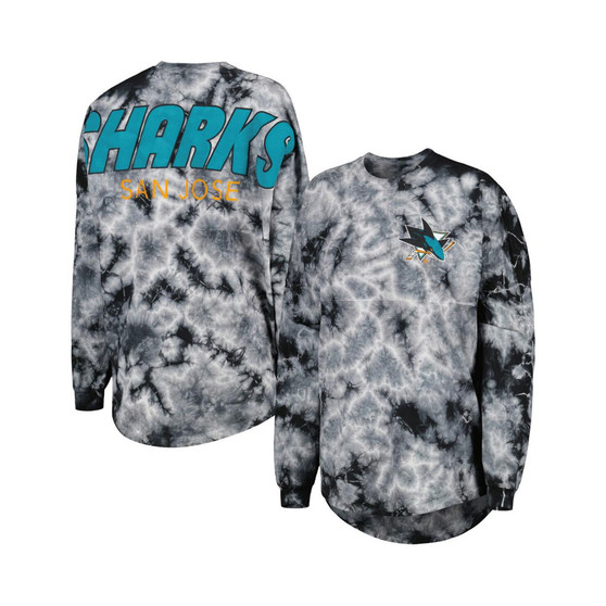 Women's Branded Black San Jose Sharks Crystal-Dye Long Sleeve T-shirt