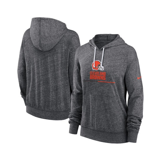 Women's Heathered Charcoal Cleveland Browns Team Spirit Gym Vintage-Inspired Pullover Hoodie