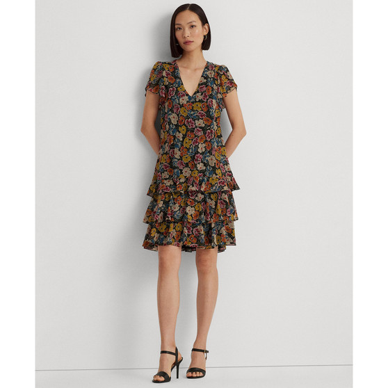 Women's Floral Georgette Drop-Waist Dress