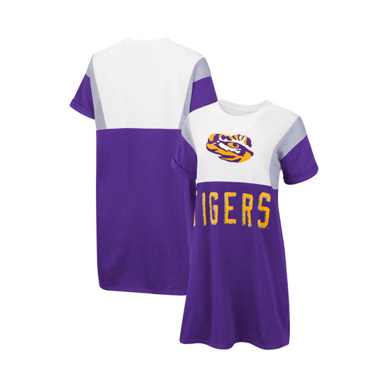 Women's Purple and White LSU Tigers 3rd Down Short Sleeve T-shirt Dress