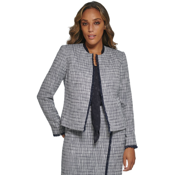 Women's Tweed Fringe-Trimmed Open-Front Blazer