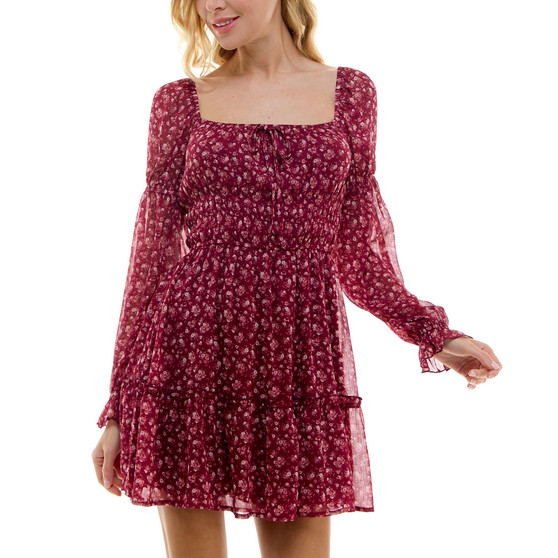 Juniors' Juliette Smocked-Waist Fit & Flare Dress