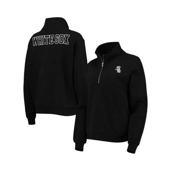 Women's Black Chicago White Sox Two-Hit Quarter-Zip Pullover Top