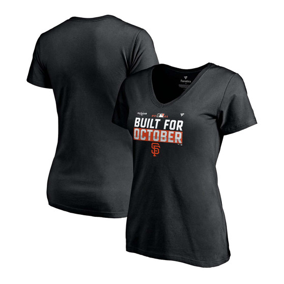 Women's Black San Francisco Giants 2021 Postseason Locker Room V-Neck T-shirt