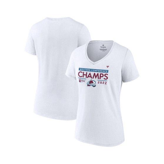 Women's Branded White Colorado Avalanche 2022 Western Conference Champions Locker Room V-Neck T-shirt