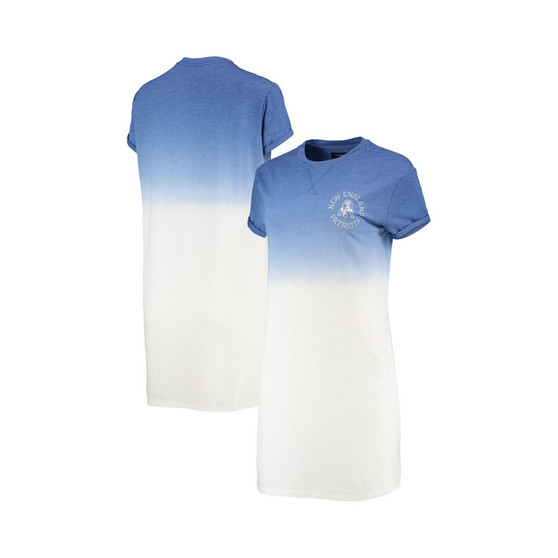 Women's Heathered Royal and White New England Patriots Ombre Tri-Blend T-shirt Dress