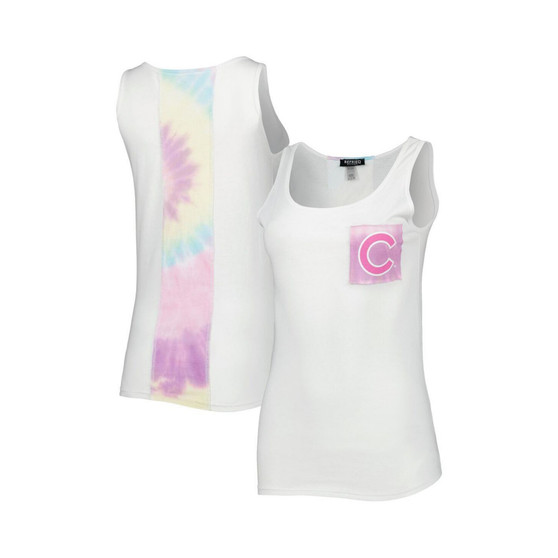 Women's White Chicago Cubs Tie-Dye Tank Top