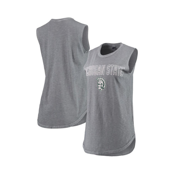 Women's Charcoal Michigan State Spartans Inside Out Washed Tank Top