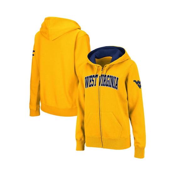 Women's Stadium Athletic Gold West Virginia Mountaineers Arched Name Full-Zip Hoodie