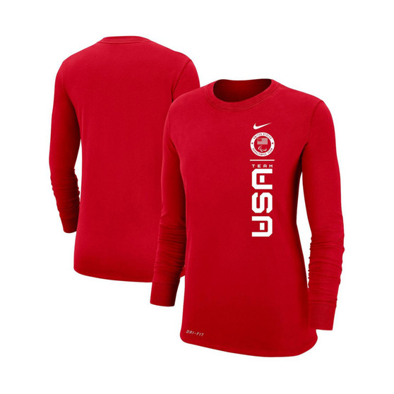Women's Red U.S. Paralympics Logo Performance Long Sleeve T-shirt