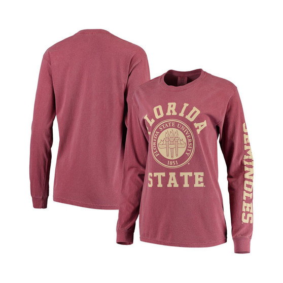 Women's Garnet Florida State Seminoles Oversized Comfort Colors University Seal Long Sleeve T-shirt
