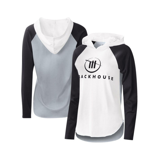 Women's White, Black TRACKHOUSE RACING Triple-A Long Sleeve Hoodie T-shirt