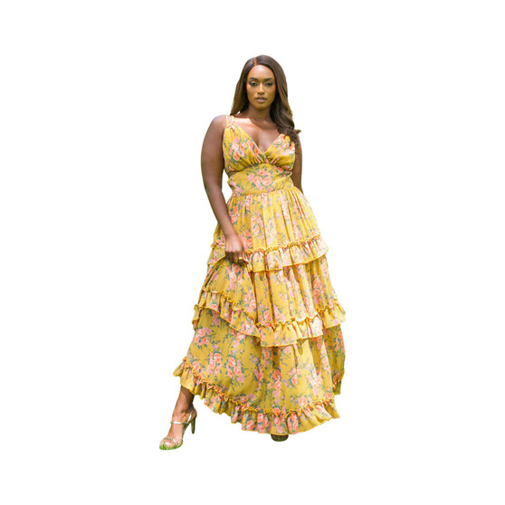 Women's Felicity Floral Print Cut Out Maxi Sheath Dress