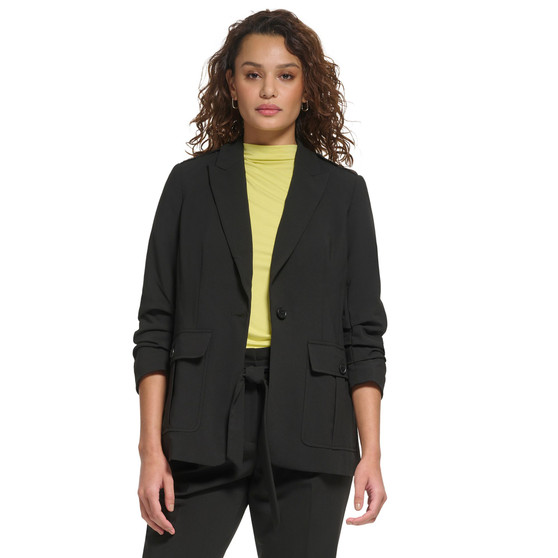 Women's One-Button Ruched-Sleeve Jacket